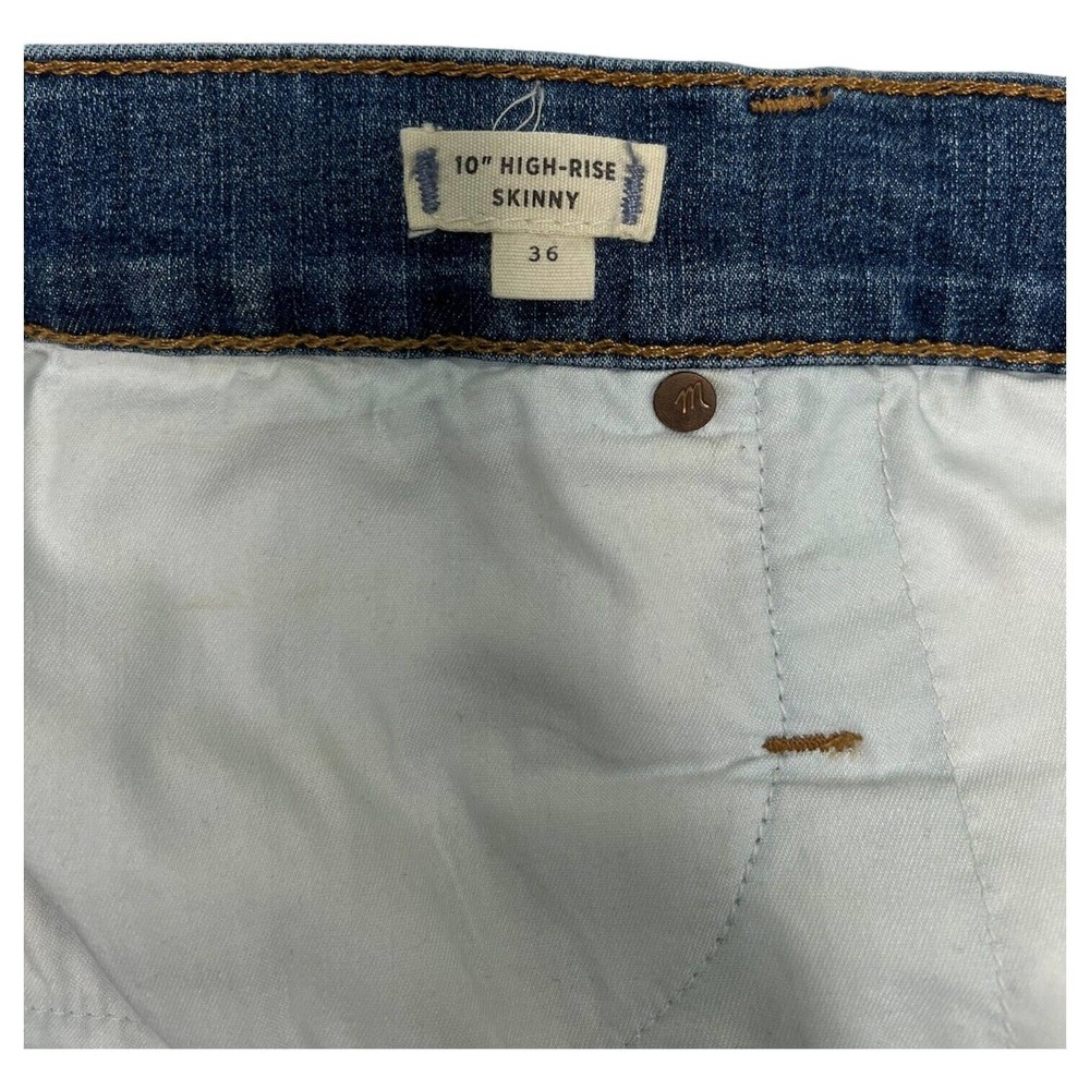 Madewell Jeans Womens 36 10 Inch High Rise Skinny Drop Step Hem Raw Denim Blue - Picture 12 of 16